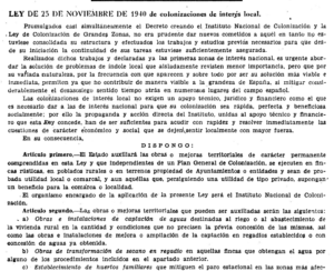 Ley de 25 de noviembre de 1940 de colonizaciones de interés local-image